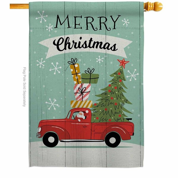 Patio Trasero 28 x 40 in. Santa Red Truck House Flag with Winter Christmas Double-Sided Vertical Flags  Banner PA3906436